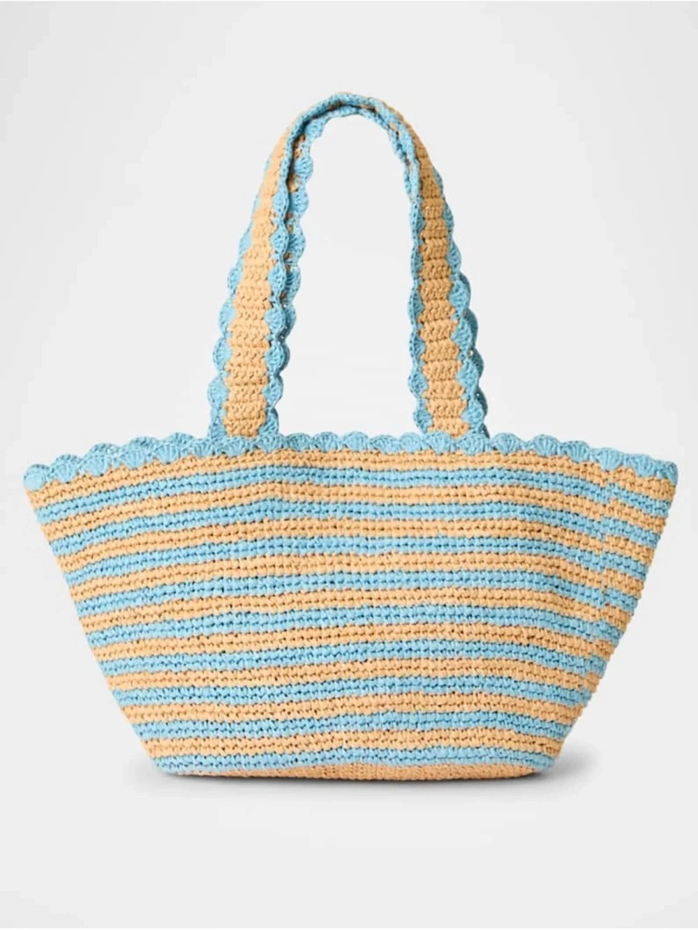 BTB Los Angeles Odesa Striped Small Straw Tote Bag